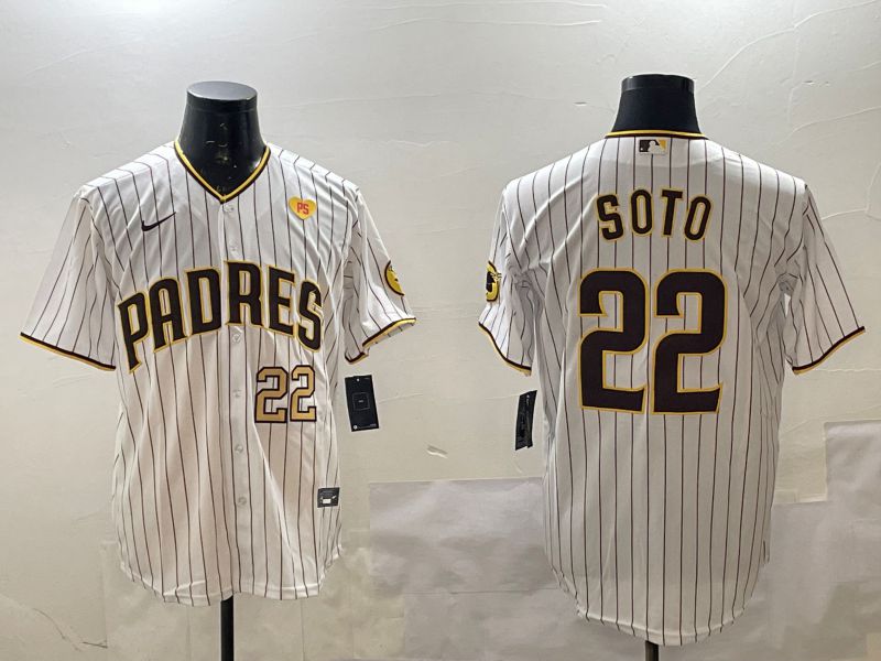 Men San Diego Padres #22 Soto White Stripe Game 2025 Nike MLB Jersey style 9